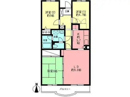 ベルドミール鶴川(3LDK/5階)の間取り写真