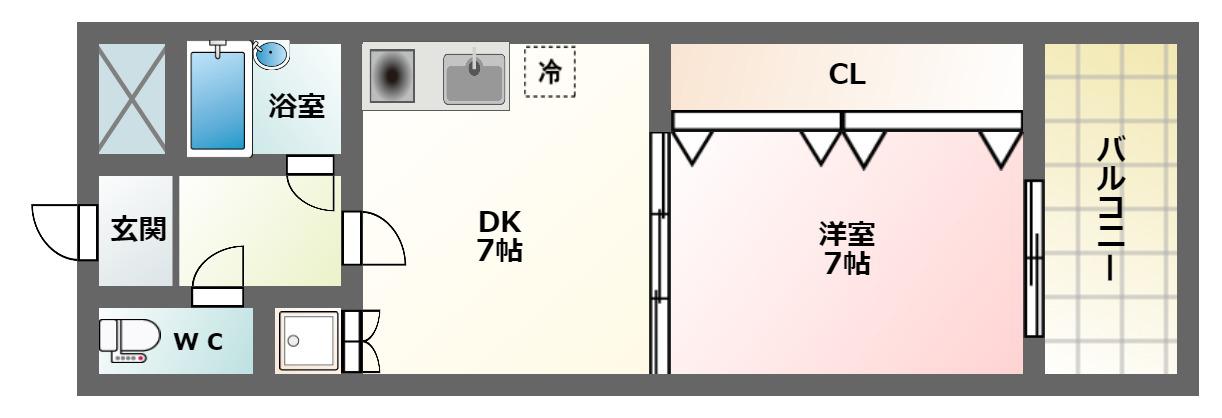 エイチ・ツーオー今川(1DK/1階)の間取り写真