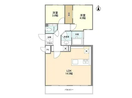 南田中コートハウス(2LDK/1階)の間取り写真