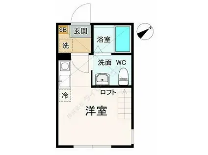 ローズハイツ山手(ワンルーム/2階)の間取り写真