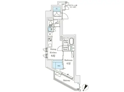 ロイジェント駒込六義園(1DK/5階)の間取り写真