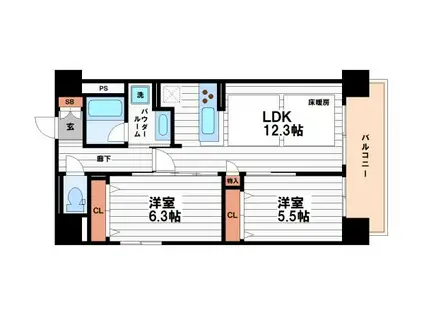 IBC RESIDENCE イースト(2LDK/11階)の間取り写真