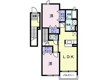 サウスリヴァーY B(2LDK/2階)の間取り写真