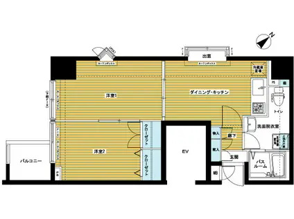 トーシンフェニックス日本橋イースト(2DK/9階)の間取り写真