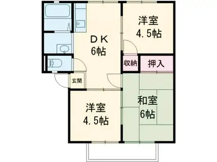 サンシティ三谷B(3DK/2階)の間取り写真