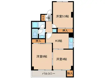 ロイヤルハイツ宏和I(3K/4階)の間取り写真