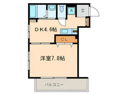 サン・リビオン(1DK/2階)の間取り写真