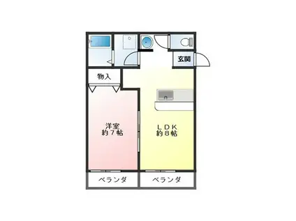 リンナイ・タカダ(1LDK/1階)の間取り写真