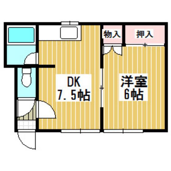 ハイツモト(1DK/1階)の間取り写真