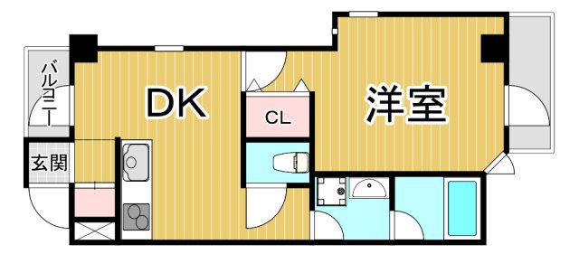 コルネット(1DK/3階)の間取り写真