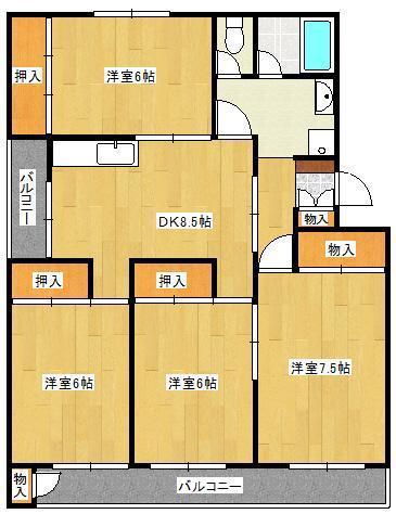 ヴィラナリー小倉南(4DK/3階)の間取り写真