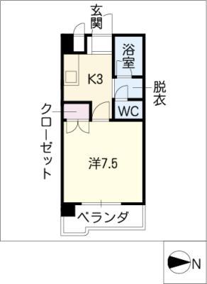 メゾン朋友(1K/4階)の間取り写真