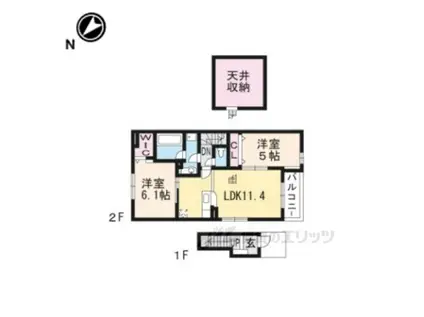 VILLETTA Ⅱ(2LDK/2階)の間取り写真