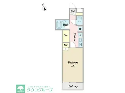 αNEXT高崎第7(1K/1階)の間取り写真