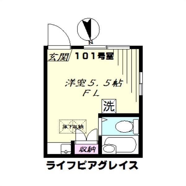 ライフピアグレイス(ワンルーム/1階)の間取り写真