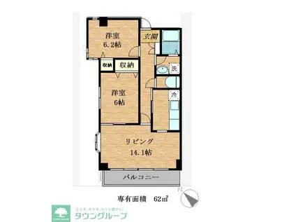 グレース八広(2LDK/4階)の間取り写真