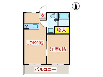 隼人マンション(1LDK/5階)の間取り写真
