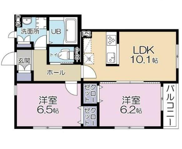 ラヴィエール美浜(2LDK/2階)の間取り写真