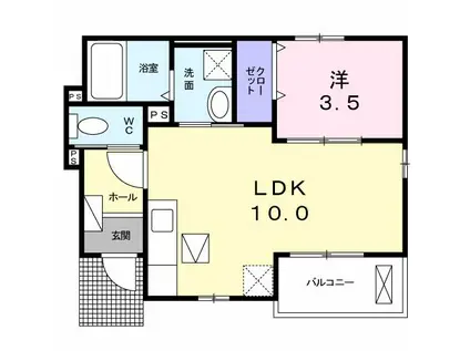 オージュティ(1LDK/1階)の間取り写真