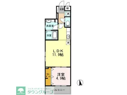 カーサ鈴(1LDK/2階)の間取り写真