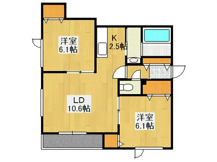 アヴニールSHINANO I(2LDK/1階)の間取り写真