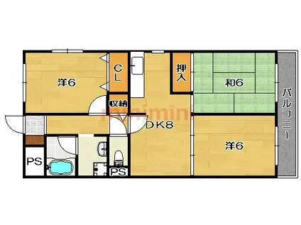 HARMONY大池(3DK/2階)の間取り写真