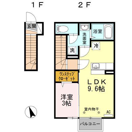 ラフィネ A(1LDK/2階)の間取り写真