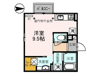 メゾン・ソレイユ(ワンルーム/1階)の間取り写真