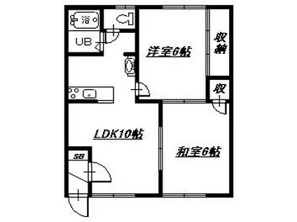ノースシティI(2LDK/2階)の間取り写真