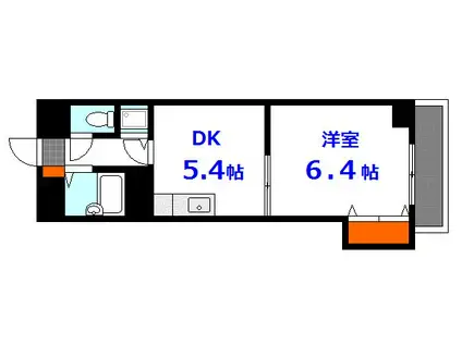 ランドマーク金屋町(1DK/8階)の間取り写真