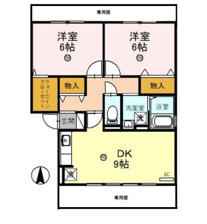 クレール・コート(2DK/1階)の間取り写真