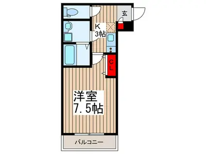 パ-クメゾン大宮(1K/3階)の間取り写真