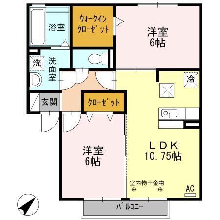 サンパティーク(2LDK/1階)の間取り写真
