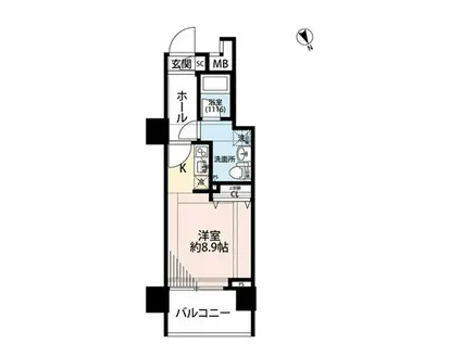 プレールドゥーク東新宿III(1K/5階)の間取り写真