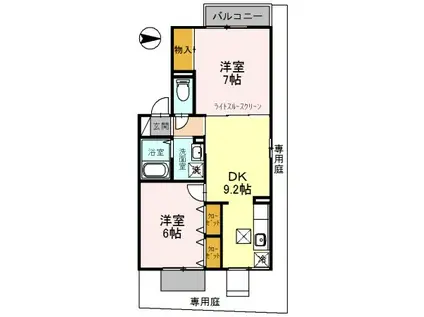 セジュール西明石(2DK/1階)の間取り写真