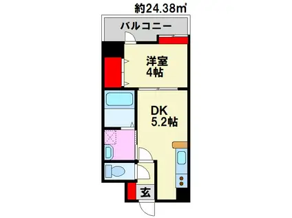 アソシアグロッツォ平尾(1DK/4階)の間取り写真