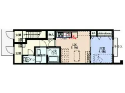 ブルーディーバ(1LDK/1階)の間取り写真