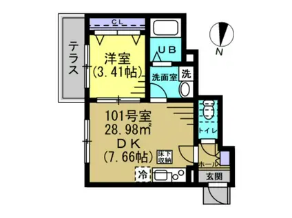 JI馬橋(1DK/1階)の間取り写真