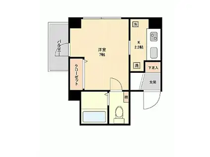 恵比寿ウエスト(1K/3階)の間取り写真