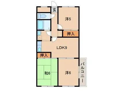 ハイツ太田(3LDK/6階)の間取り写真