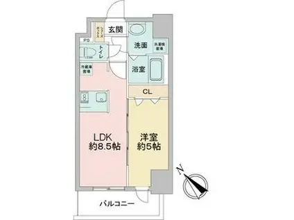 アステリ鶴舞テーセラ(1LDK/3階)の間取り写真