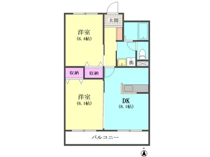 シエール大森参番館(2DK/2階)の間取り写真