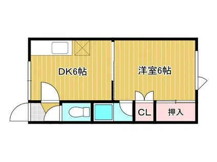 広明パークハイツ(1DK/2階)の間取り写真