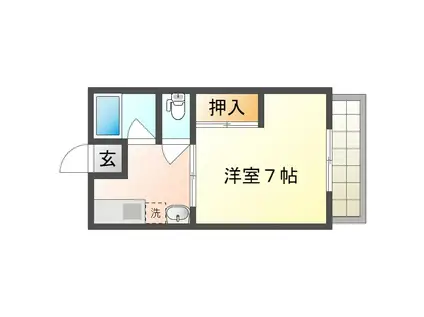 アルソーレ城北参番館(1K/2階)の間取り写真