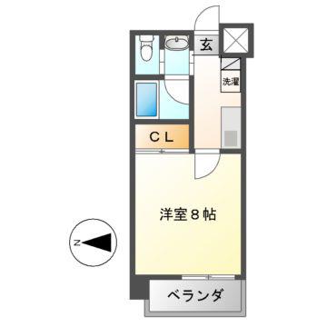 レジデンス名古屋吹上(1K/4階)の間取り写真