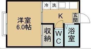 ヴィラ川内(1K/1階)の間取り写真