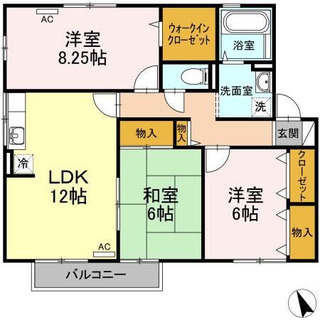 アーバンスクエアC棟(3LDK/2階)の間取り写真