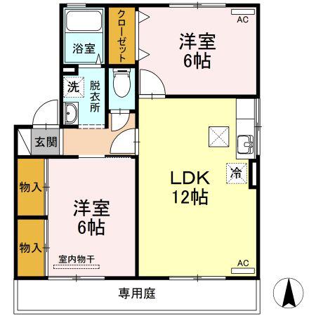 エトワール(2LDK/1階)の間取り写真