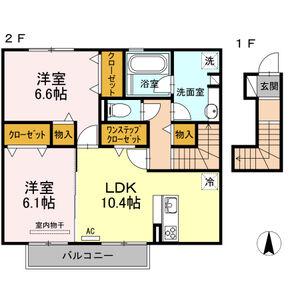 HARU(2LDK/2階)の間取り写真