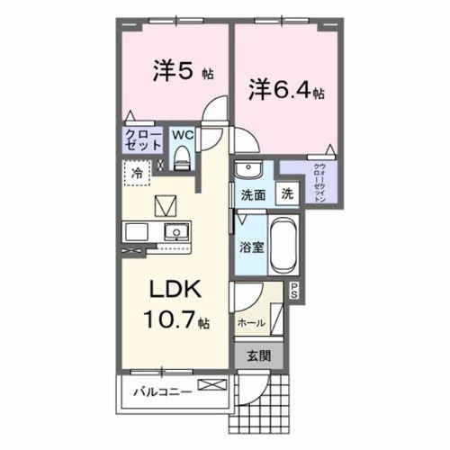 ラ・テールI(2LDK/1階)の間取り写真